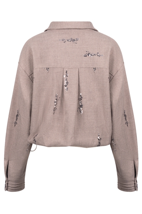 Nukus taupe dames blouse | Achteraanzicht