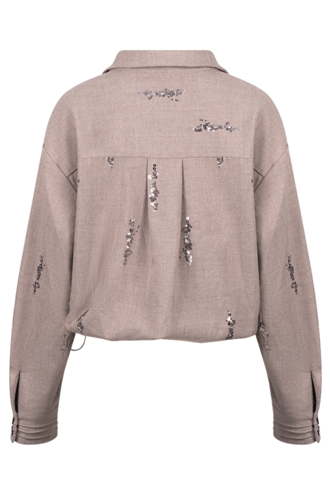 Nukus taupe dames blouse | Achteraanzicht