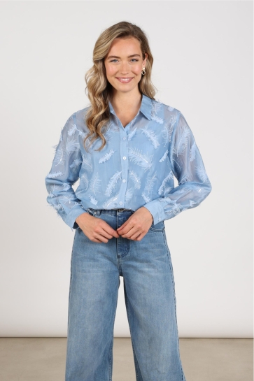 Nukus aysha blouse feathers Blauw