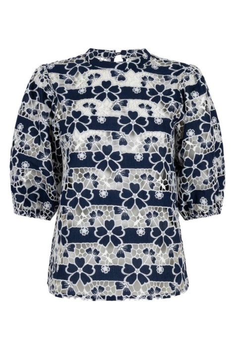 Aaiko blauwe dames blouse | Vooraanzicht