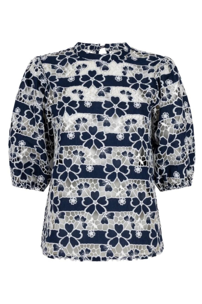 Aaiko blauwe dames blouse | Vooraanzicht