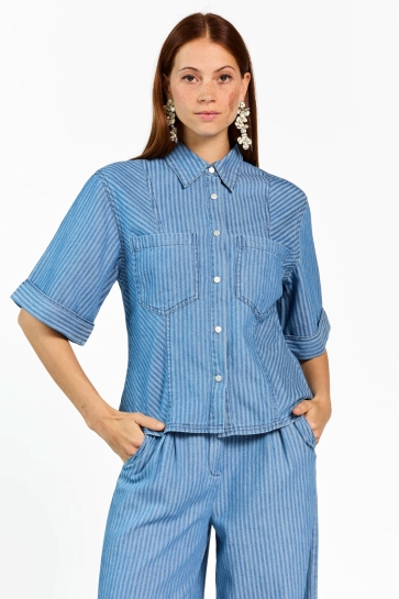 Aaiko Blouse SERENE STRIPE CO 568 000008 BLUE DENIM