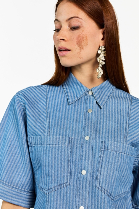 Aaiko blauwe dames blouse | Close up