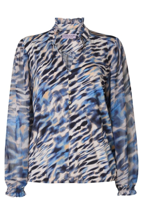 Tessa Koops blauwe dames blouse | Vooraanzicht