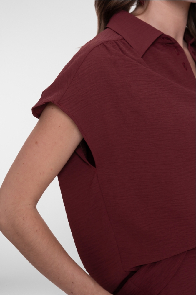 Geisha bordeaux dames blouse | Close up