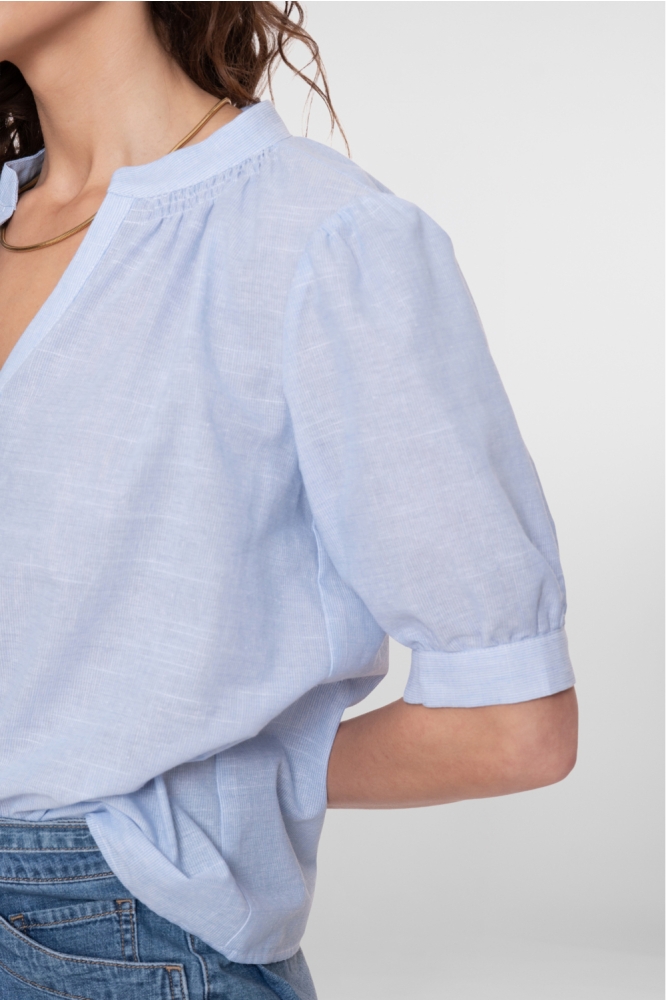 Geisha blauwe dames blouse | Kleurstaal