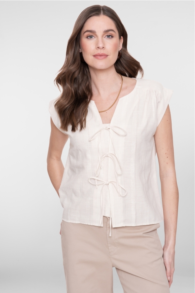 Geisha zand dames blouse | Model vooraanzicht