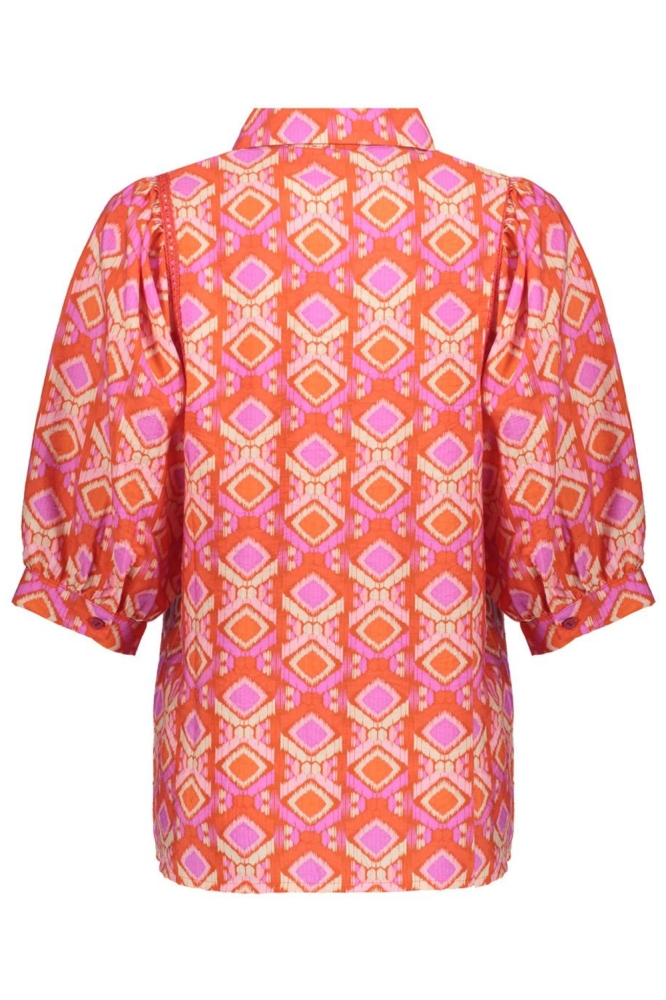 Geisha rode dames blouse | Achteraanzicht