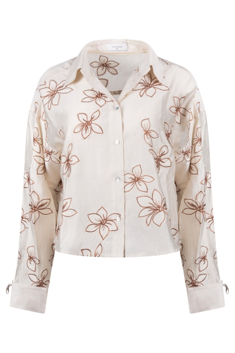 Nukus zand dames blouse | Vooraanzicht