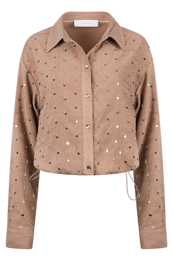 Nukus cognac dames blouse | Vooraanzicht