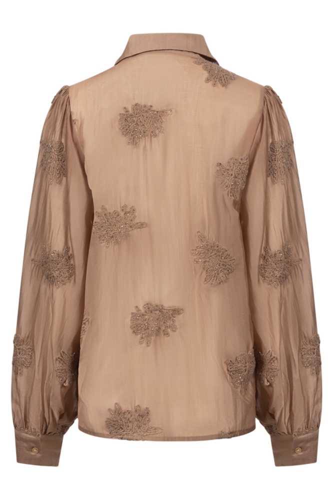 Nukus camel dames blouse | Achteraanzicht