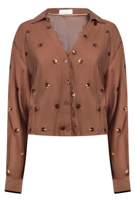 Nukus camel dames blouse | Vooraanzicht