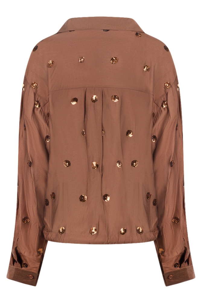 Nukus camel dames blouse | Achteraanzicht