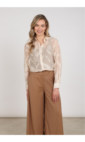 AYSHA BLOUSE FEATHERS NKF02179 09 sand