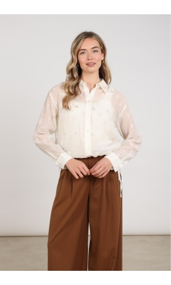ALLY BLOUSE SQUARE EMBROIDERY NKF02182 OFF WHITE