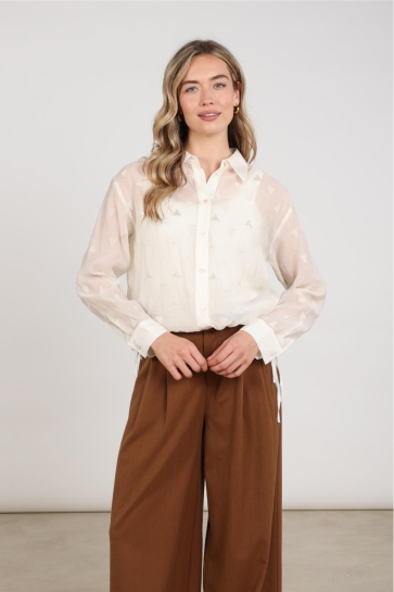 Nukus Blouse ALLY BLOUSE SQUARE EMBROIDERY NKF02182 OFF WHITE