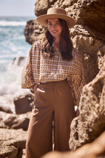 Nukus Blouse MAYA BLOUSE CHECK NKF02215 Offwhite/Toffee