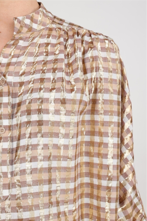 Nukus beige dames blouse | Close up
