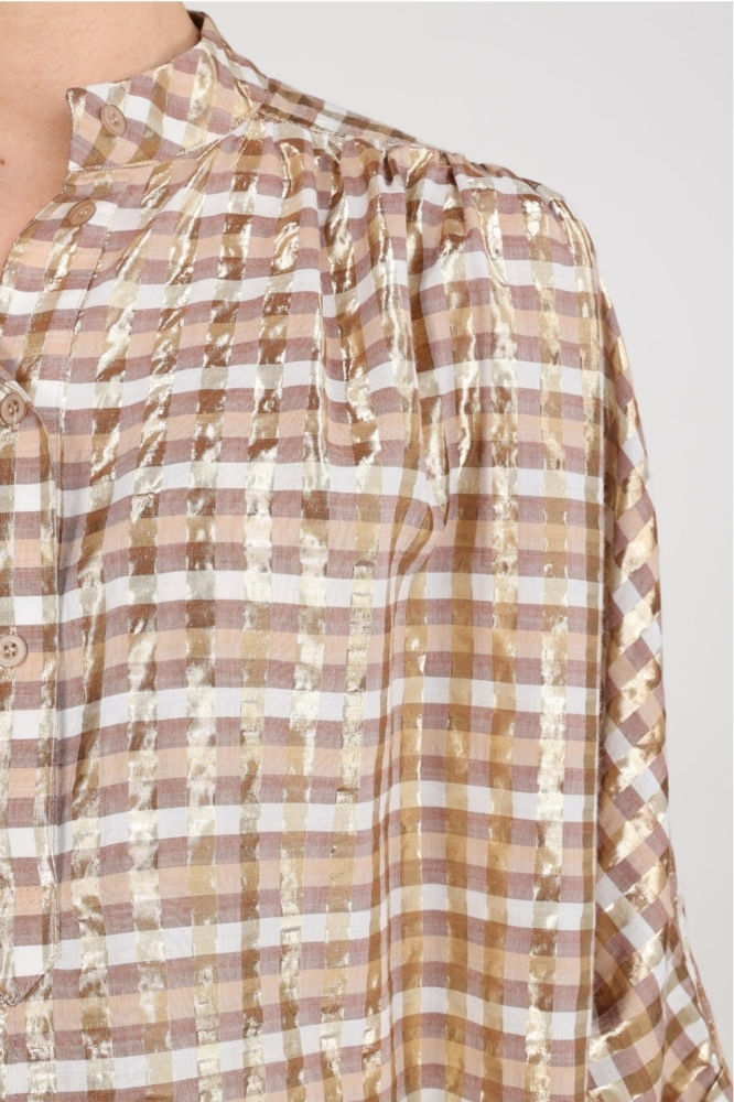 Nukus beige dames blouse | Close up
