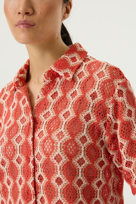 Garcia rode dames blouse | Close up