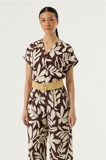 Garcia Top TOP MET PRINT P260232 5688 EARTH BROWN