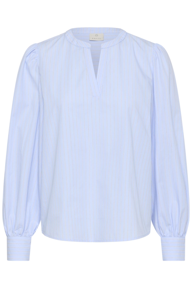 Kaffe blauwe dames blouse | Vooraanzicht