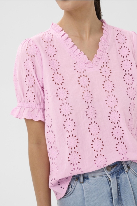 Kaffe roze dames t-shirt | Model vooraanzicht