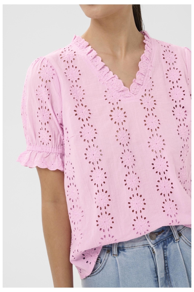 Kaffe roze dames t-shirt | Model vooraanzicht