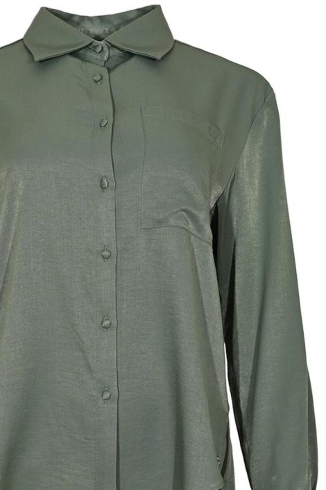 Maicazz groene dames blouse | Close up