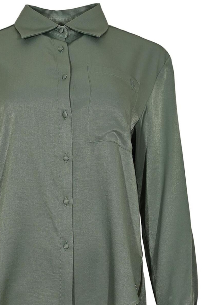 Maicazz groene dames blouse | Close up