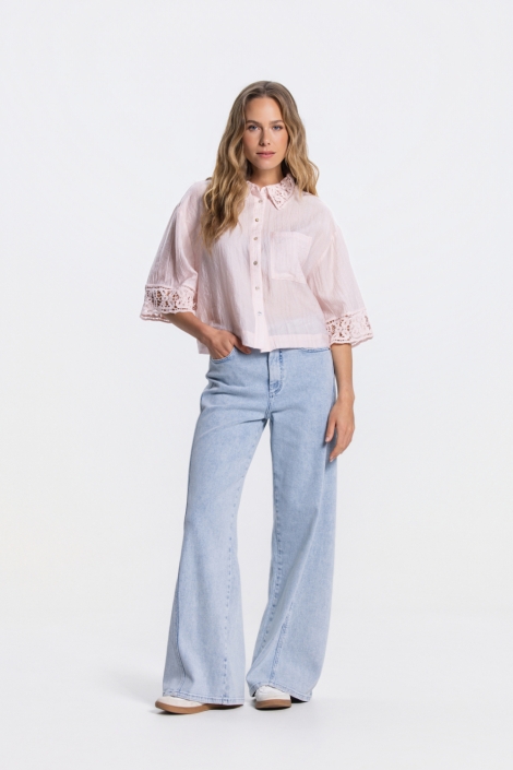 Juffrouw Jansen roze dames blouse | Model