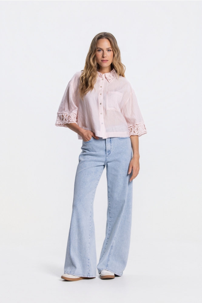 Juffrouw Jansen roze dames blouse | Model