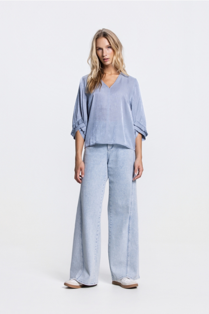 Juffrouw Jansen blauwe dames blouse | Model