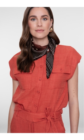 CROPPED BLOUSE MET LINNEN LOOK CO ORD 63092 60 Burned Orange