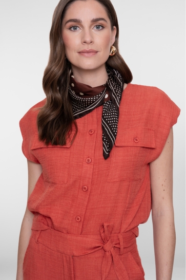 Geisha Blouse CROPPED BLOUSE MET LINNEN LOOK CO ORD 63092 60 Burned Orange