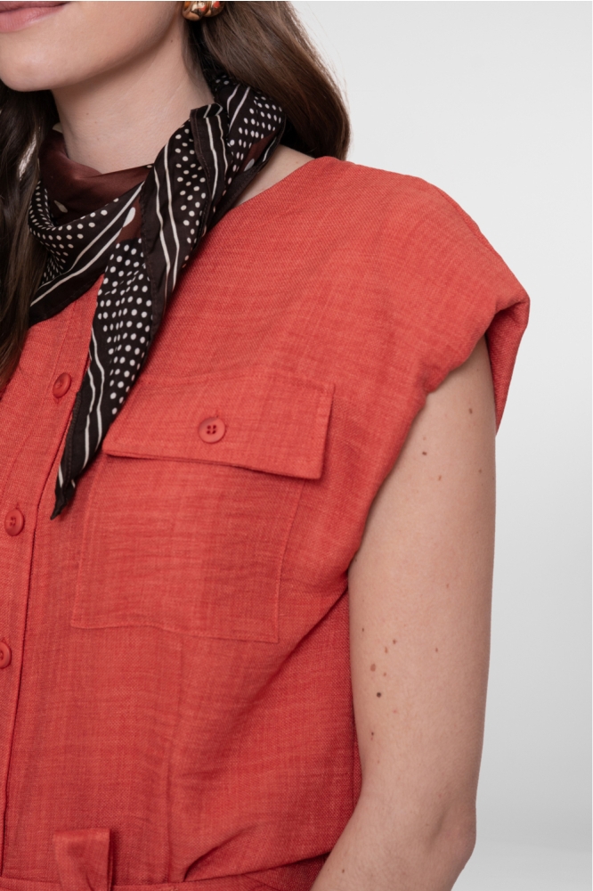 Geisha oranje dames blouse | Close up