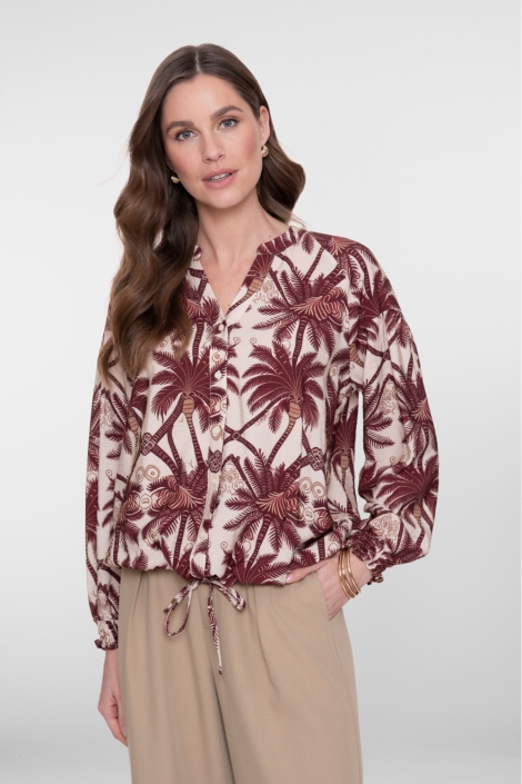 Geisha multi color dames blouse | Model vooraanzicht