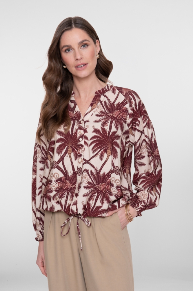 Geisha multi color dames blouse | Model vooraanzicht