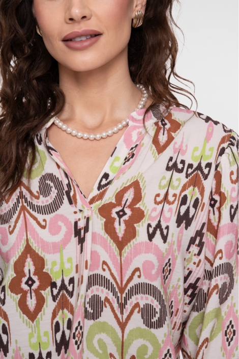 Geisha bordeaux dames blouse | Close up