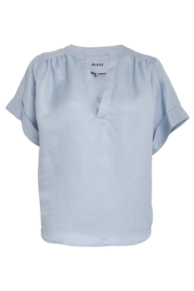 Minus blauwe dames blouse | Vooraanzicht