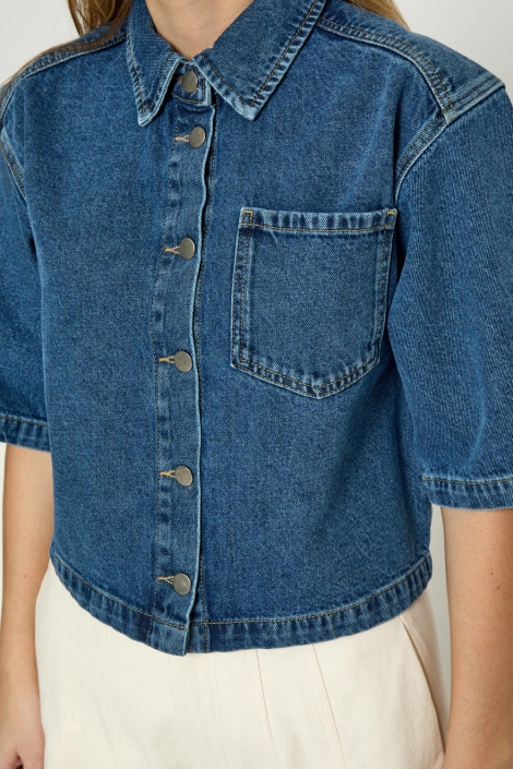 Minus blauwe dames blouse | Close up