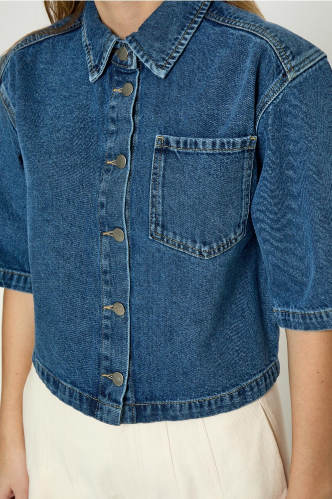 Minus blauwe dames blouse | Close up