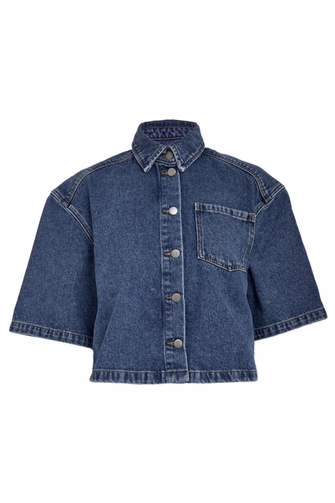 Minus blauwe dames blouse | Vooraanzicht