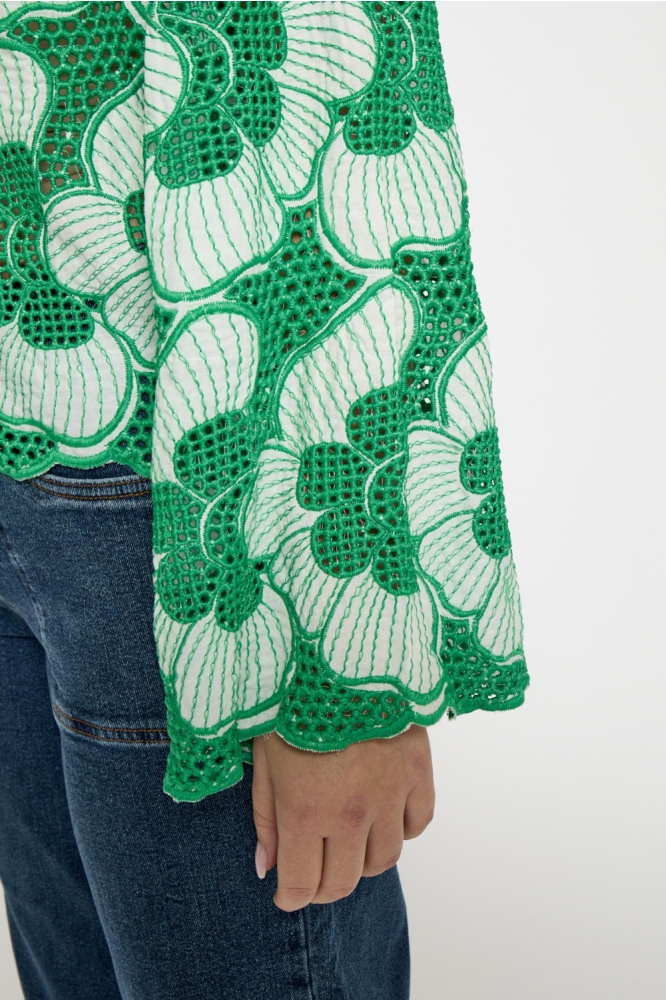 Minus groene dames blouse | Close up