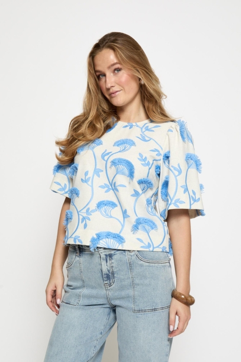 Minus beige dames blouse | Model vooraanzicht