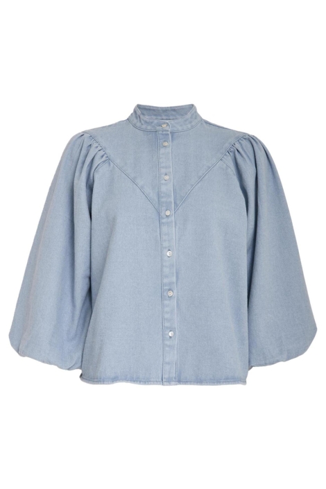 Minus blauwe dames blouse | Vooraanzicht