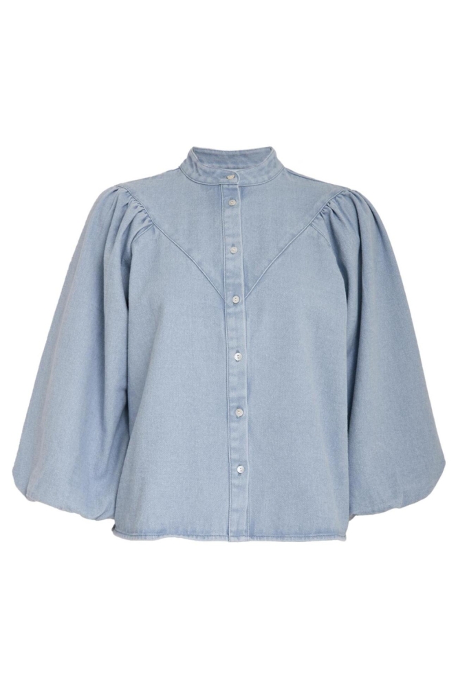 Minus blauwe dames blouse | Vooraanzicht