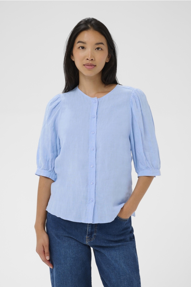 Part Two blauwe dames blouse | Model vooraanzicht