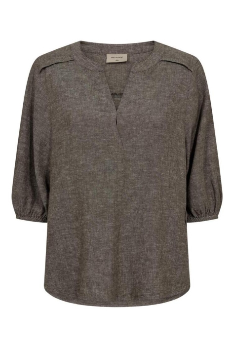 Freequent camel dames blouse | Model vooraanzicht