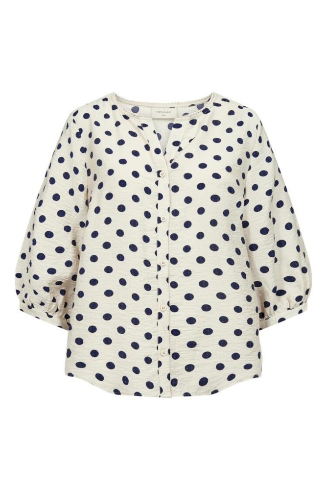 Freequent beige dames blouse | Vooraanzicht